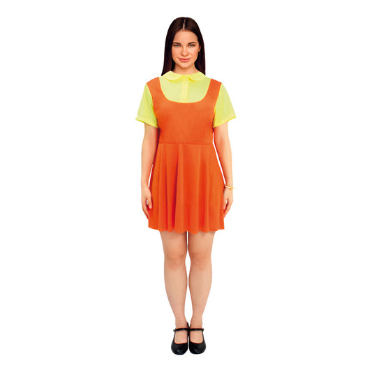 Disfraz Muñeca Juego Calamar Mujer Naranja S