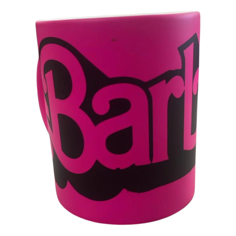 Taza  Mod De Cerámica Rosa Fucsia Letra Barbie