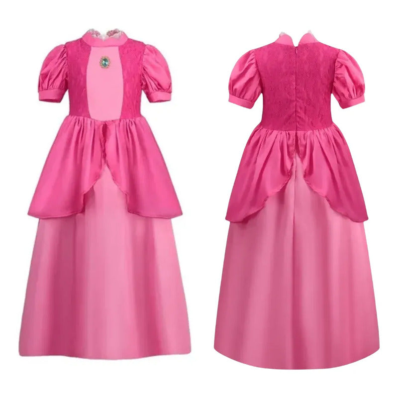 Disfraz Princesa Peach Accesorios Corona Guantes Mujer Fucsia S