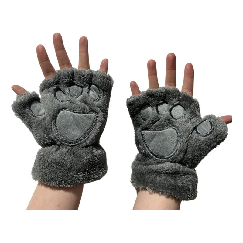 Guantes Sin Dedos Garritas De Gato Felpa Niñas