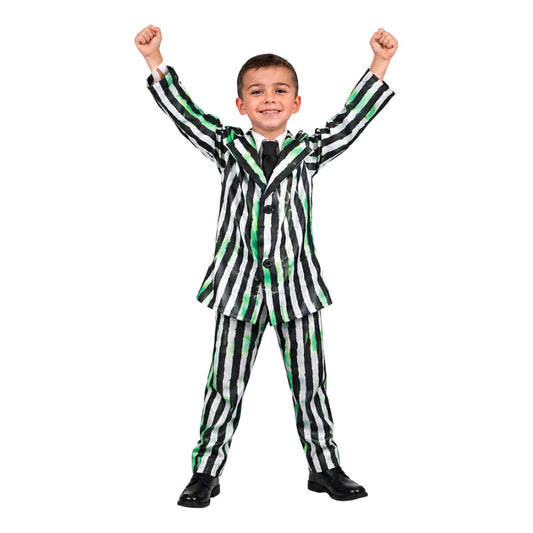 Disfraz De Halloween Beetlejuice - Niño Negro Verde 5-6