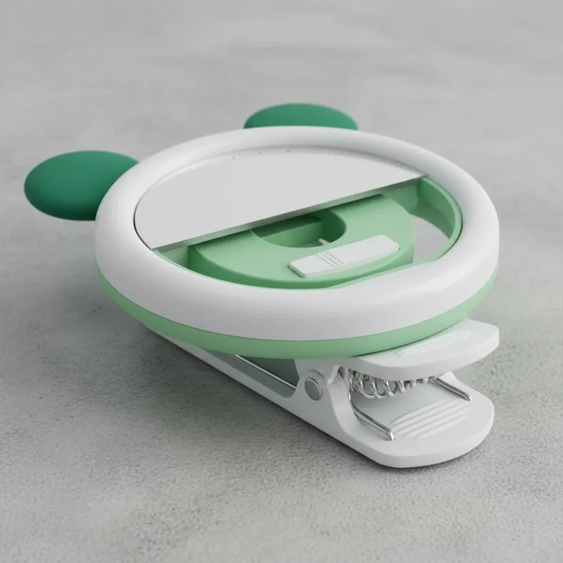 Luz De Aro Mini Portátil Con Clip Recargable Usb Teléfono Verde