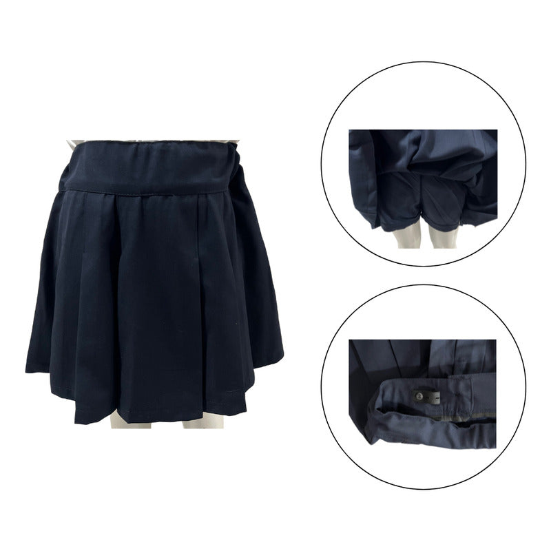 Falda Short Escolar Niñas -juvenil Azul