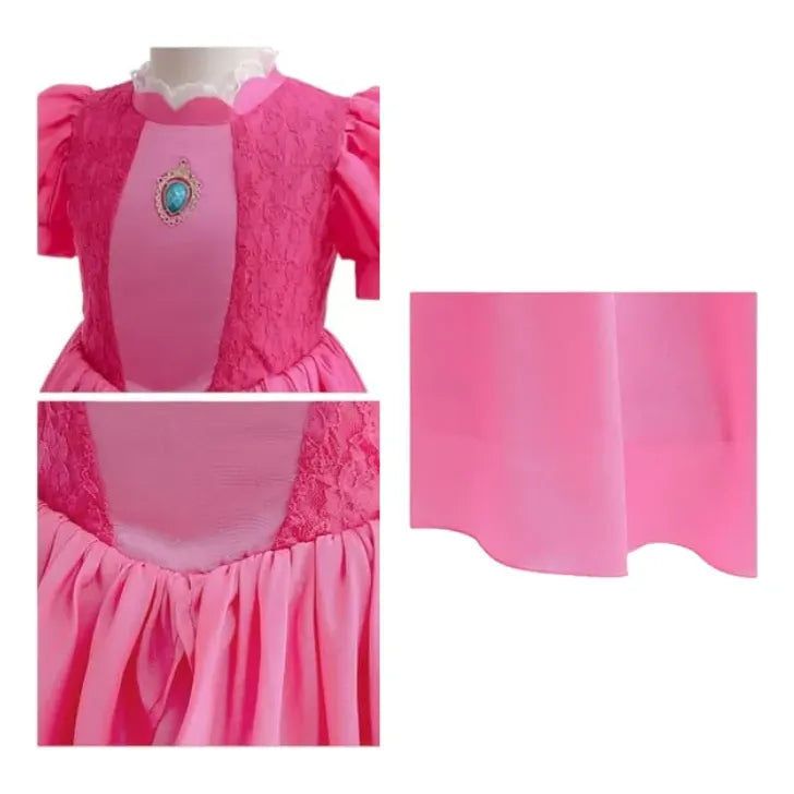 Disfraz Princesa Peach Accesorios Corona Guantes Mujer Fucsia M
