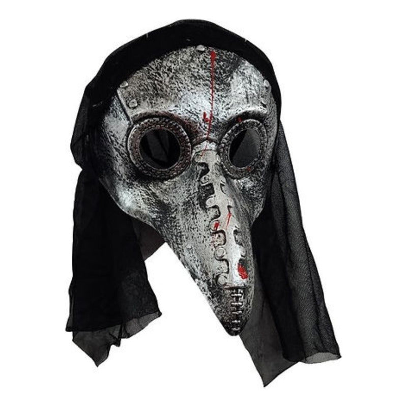 Set Disfraz Peste Negra Capa + Mascara Adulto Halloween Negro-plateado Standar