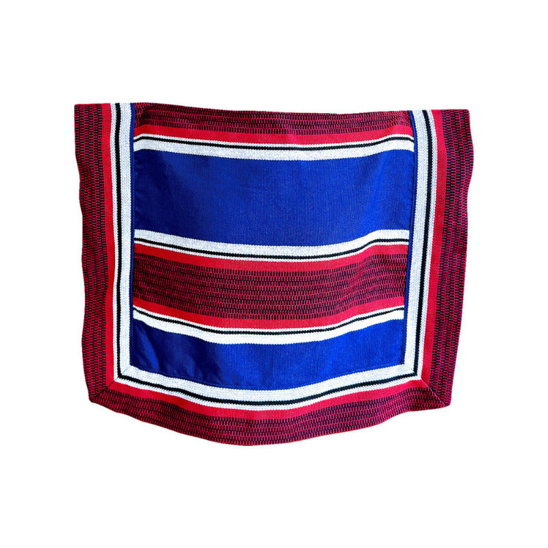 Manta Poncho Huaso Juvenil- Adulto Cueca Fiestas Patrias Azul Rayas 90x60