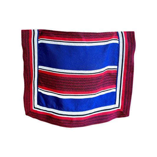 Manta Poncho Huaso Juvenil- Adulto Cueca Fiestas Patrias Azul Rayas 90x60