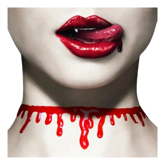 Collar De Sangre Accesorio Disfraz Halloween Rojo