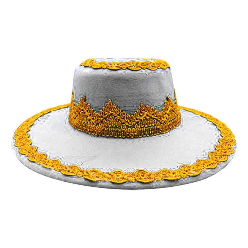 Sombrero Caporal Bailes Tipicos Juvenil Hombre Blanco Standar 57cm Lisa