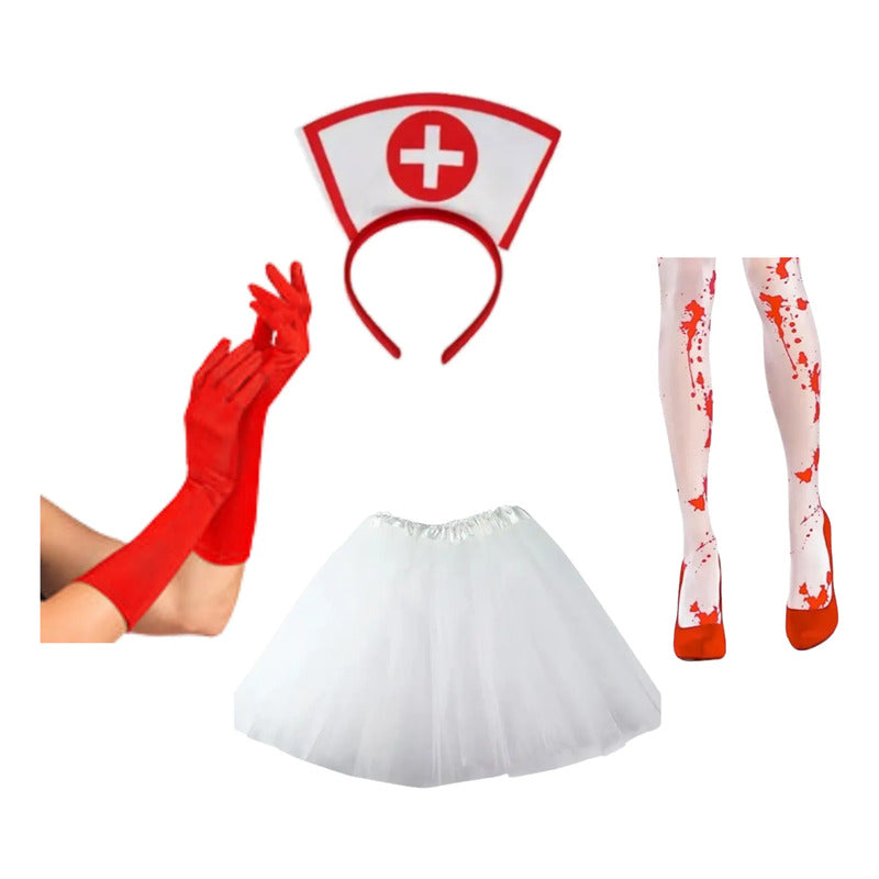 Disfraz Enfermera Sangrienta Mujer Cosplay Blanco/rojo One Size