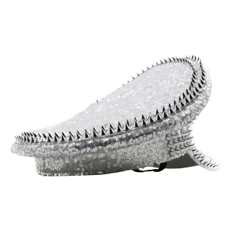 Gorro Capitana Brillos Glitter Fiestas Plateado