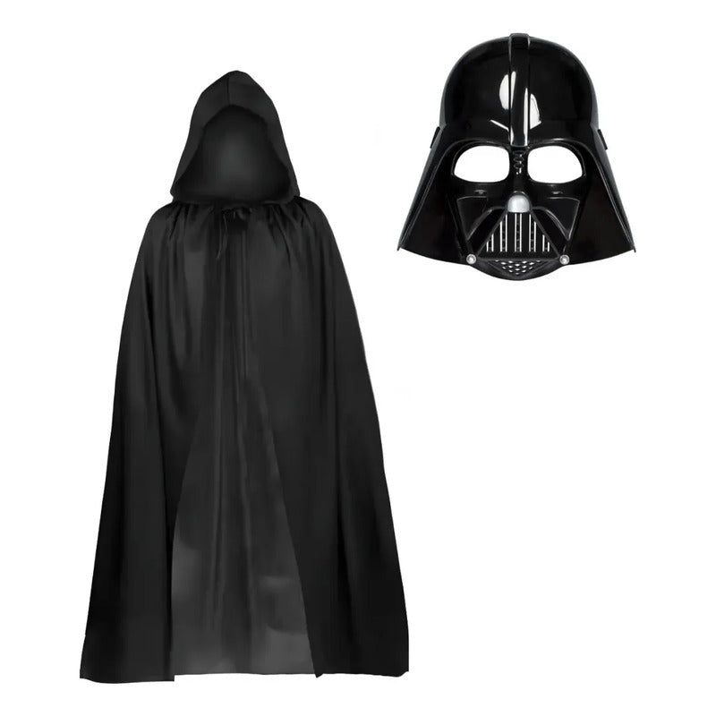 Disfraz Mascara De Darth Vader + Capa Niño Para Cosplay Negro 90cm