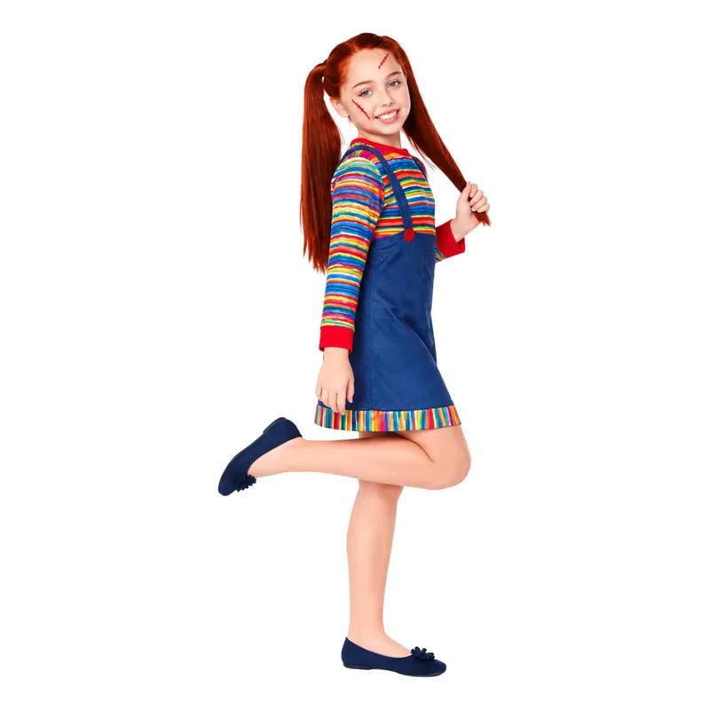 Disfraz De Chucky Niña Para Cosplay -halloween Azul 7-9