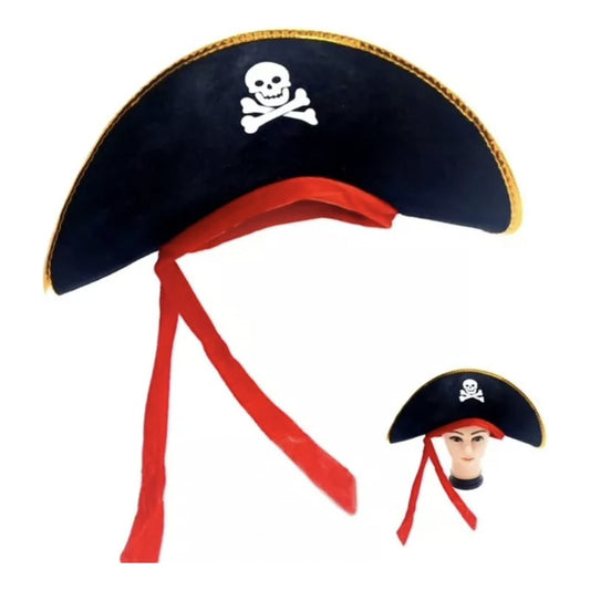 Sombrero De Pirata Halloween Cosplay Cotillon Fiestas Color Negro