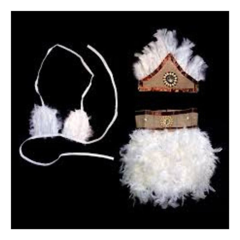 Traje Pascuense Plumas Para Niña Talla L/xl Blanco L