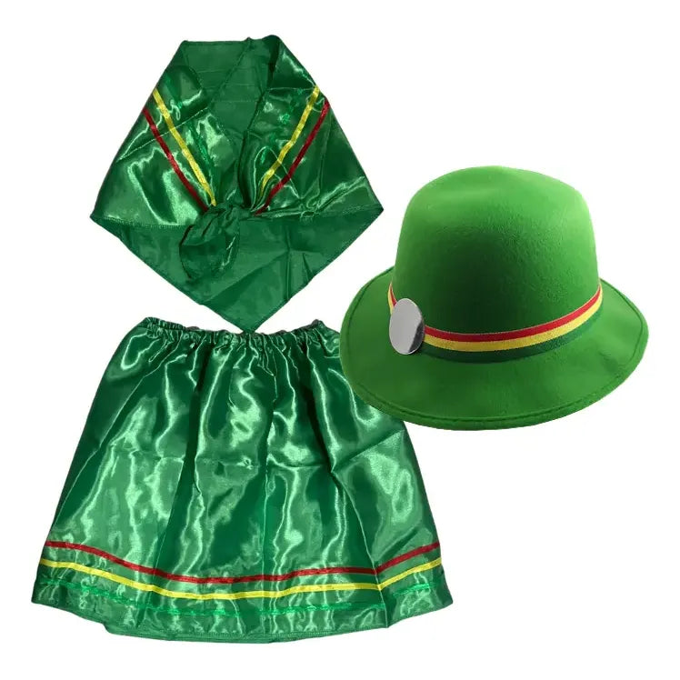 Traje Infantil Para Niña Nortino - Bailes Tipicos Verde Liso 5-6