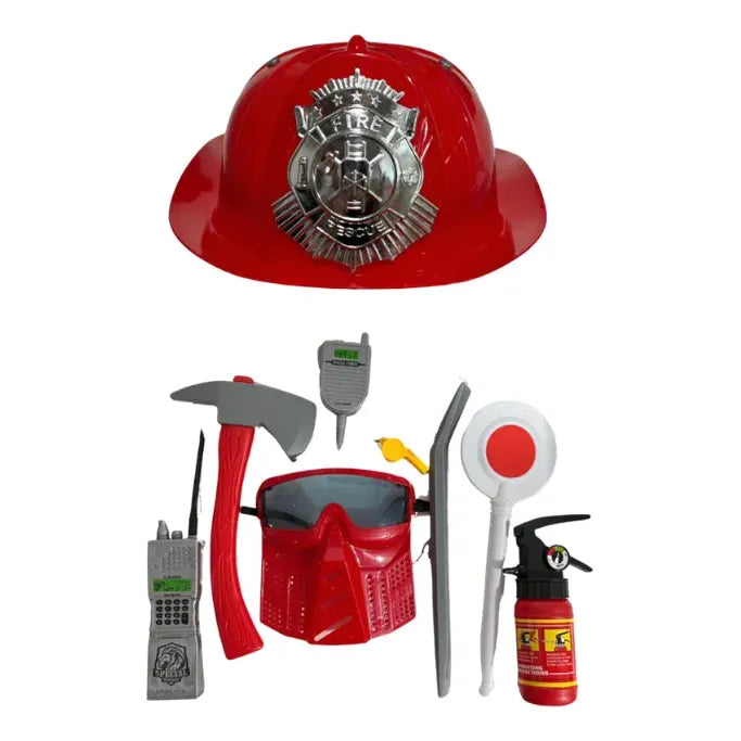 Disfraz De Bombero Niño Con Casco Y Accesorios Rojo 10-12
