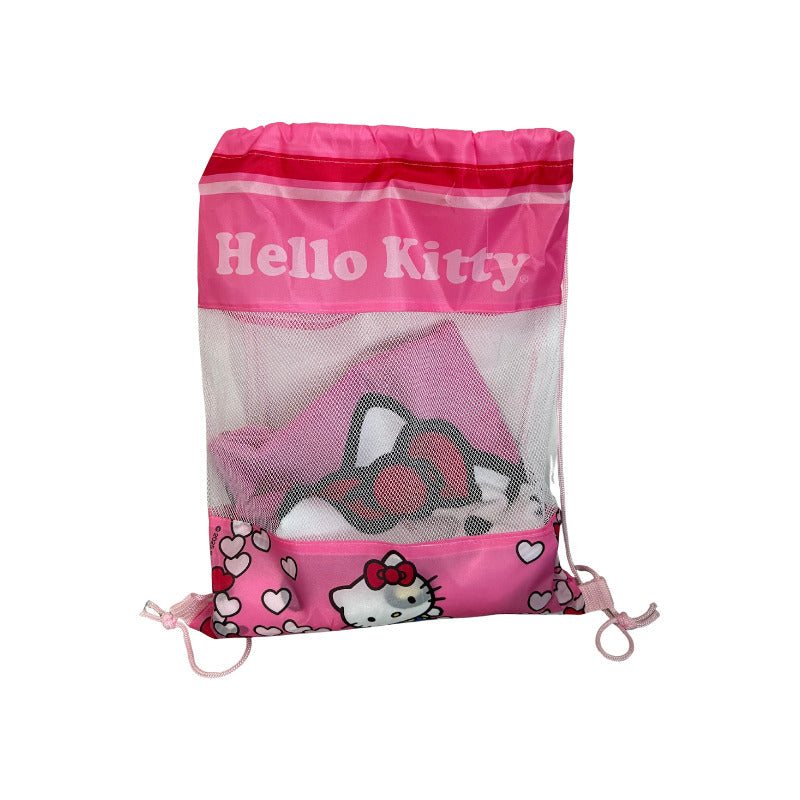 Toalla Playa Algodon C/ Bolso 140x70 Cm Rosa Hello Kitty Lisa