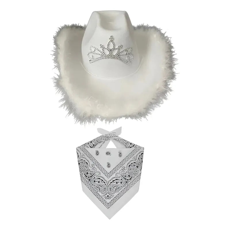 Sombrero Vaquero + Pañaleta Accesorio Concierto Cosplay Color Blanco