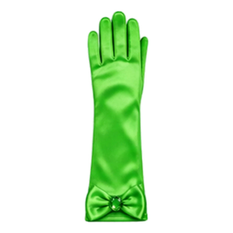 Guantes Princesa Lazo 30cm Niñas Para Cosplay Verde Lima