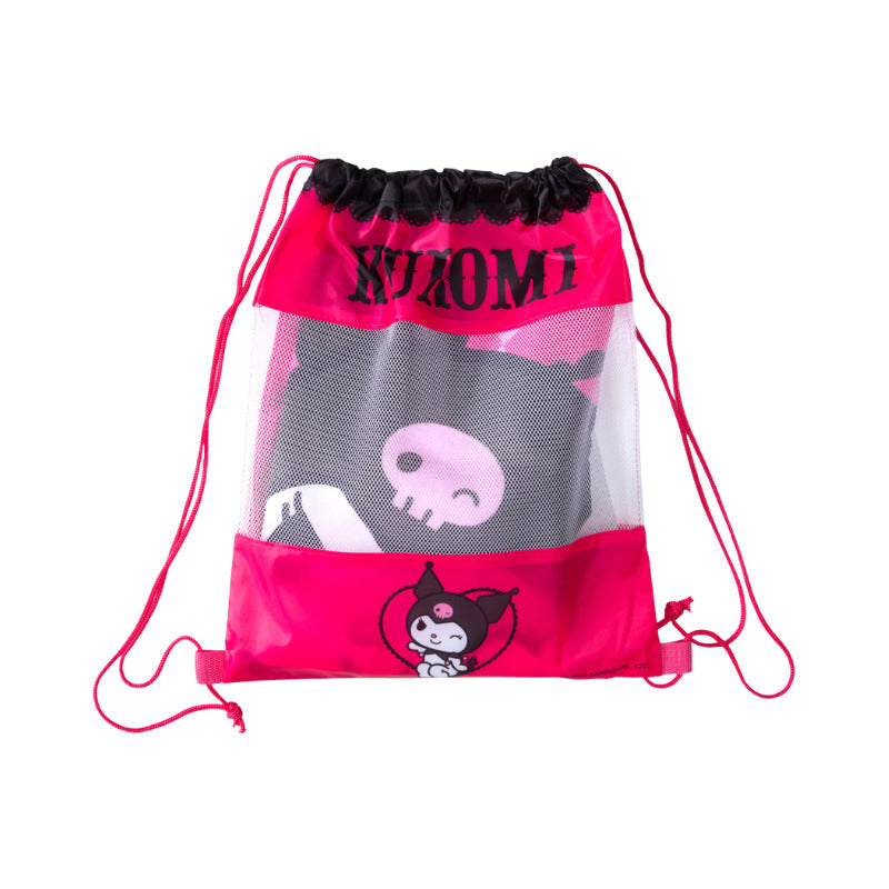 Toalla Playa Algodón Rosa 140x70 Cm Con Bolso Kuromi Lisa