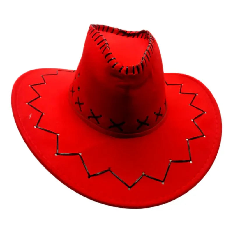 Sombrero Vaquero Clasico Adulto Cosplay Rojo Grande Lisa