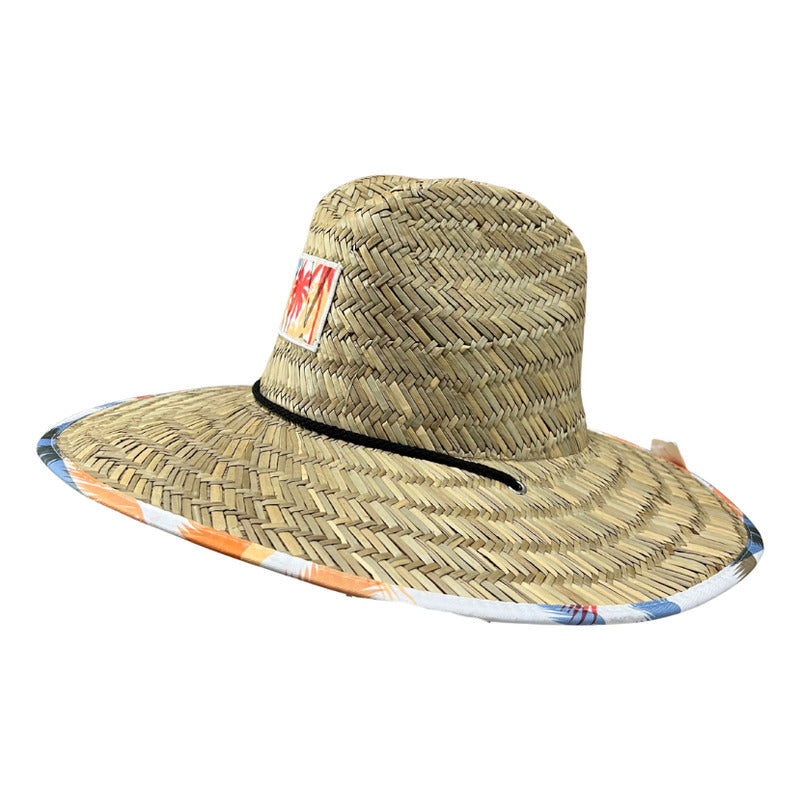 Chupalla Paja Sombrero De Verano Para Adultos Celeste- Naranjo Standar