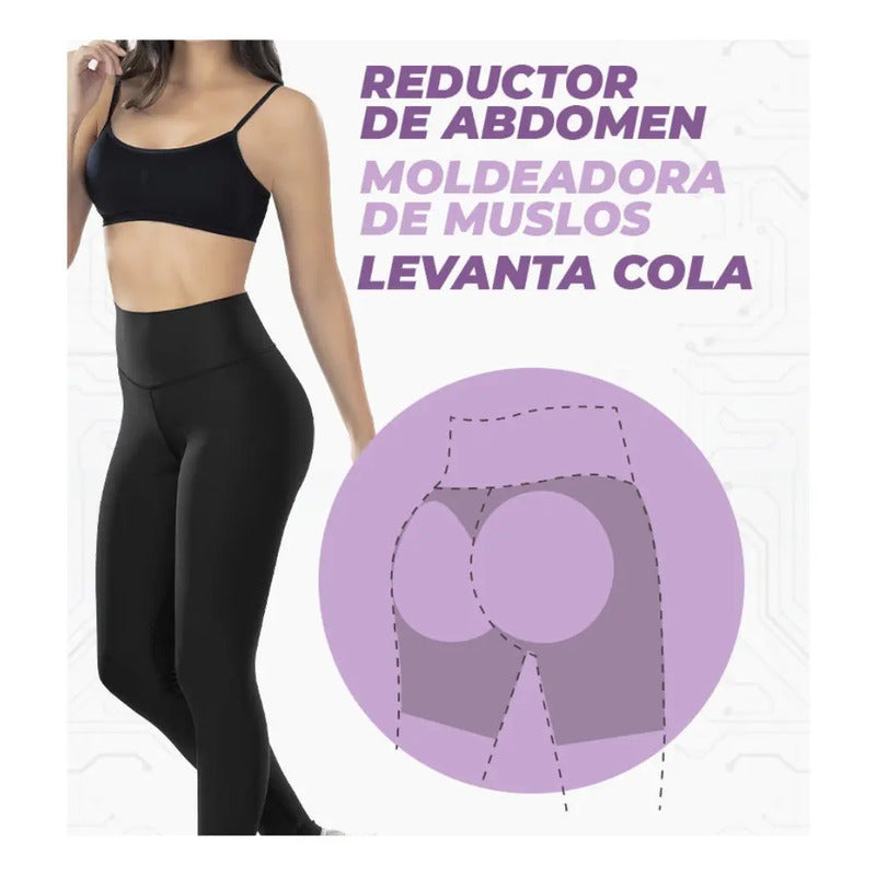 Calza Deportiva Control Abdomen/levanta Gluteos  Negro Lisa M