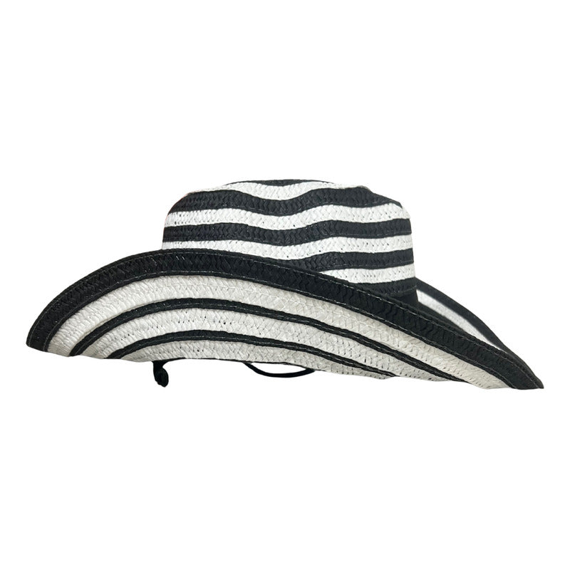 Sombrero Vueltiao Colombiano Unisex  Niño - Adulto Blanco-negro Grande Rayas