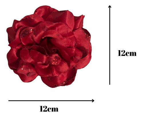 Set X12 Pinches De Flor Rosa Para Peinado Cabello Baile