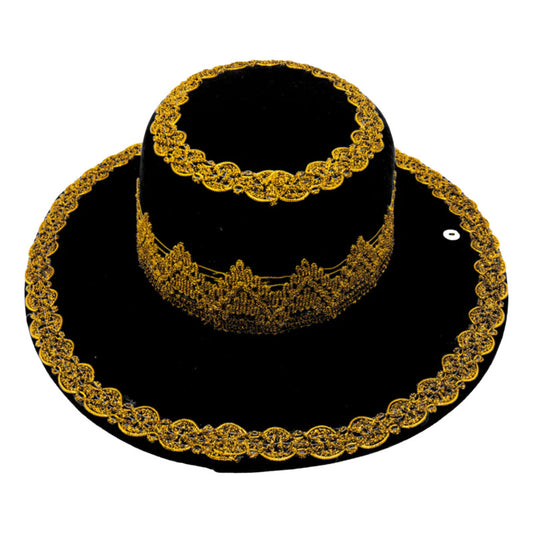 Sombrero Caporal Bailes Tipicos Juvenil Hombre Negro Standar 57cm Lisa