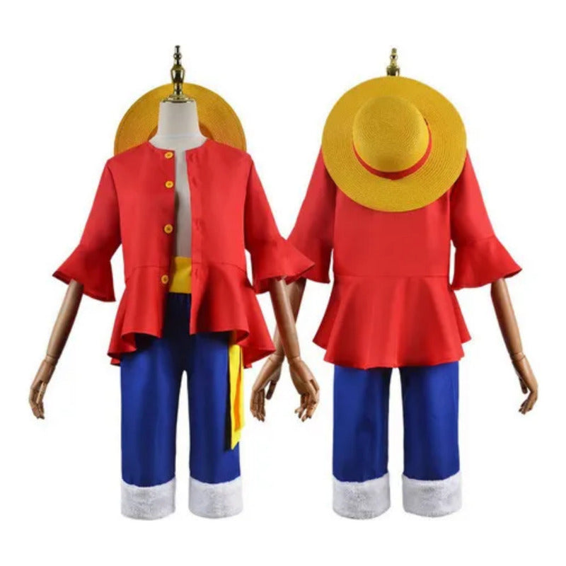 Disfraz Monkey D Luffy Para Niño + Sombrero Incluido One Pie Rojo 10-12