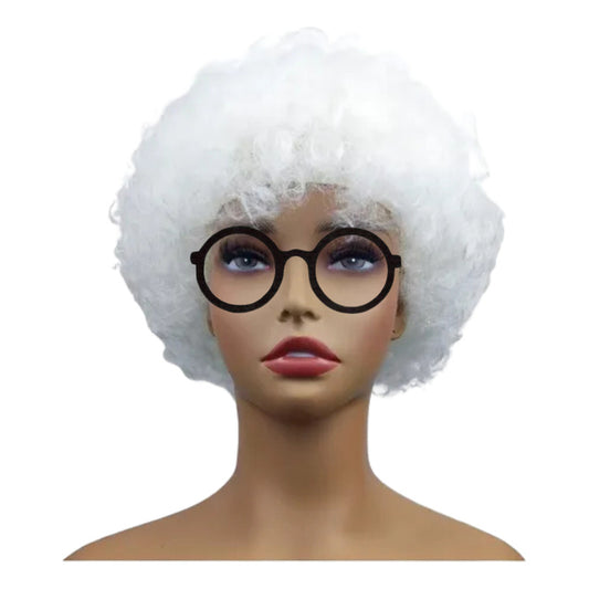 Set De Anciana Accesorio Disfraz Abuelita Peluca + Lentes Blanca