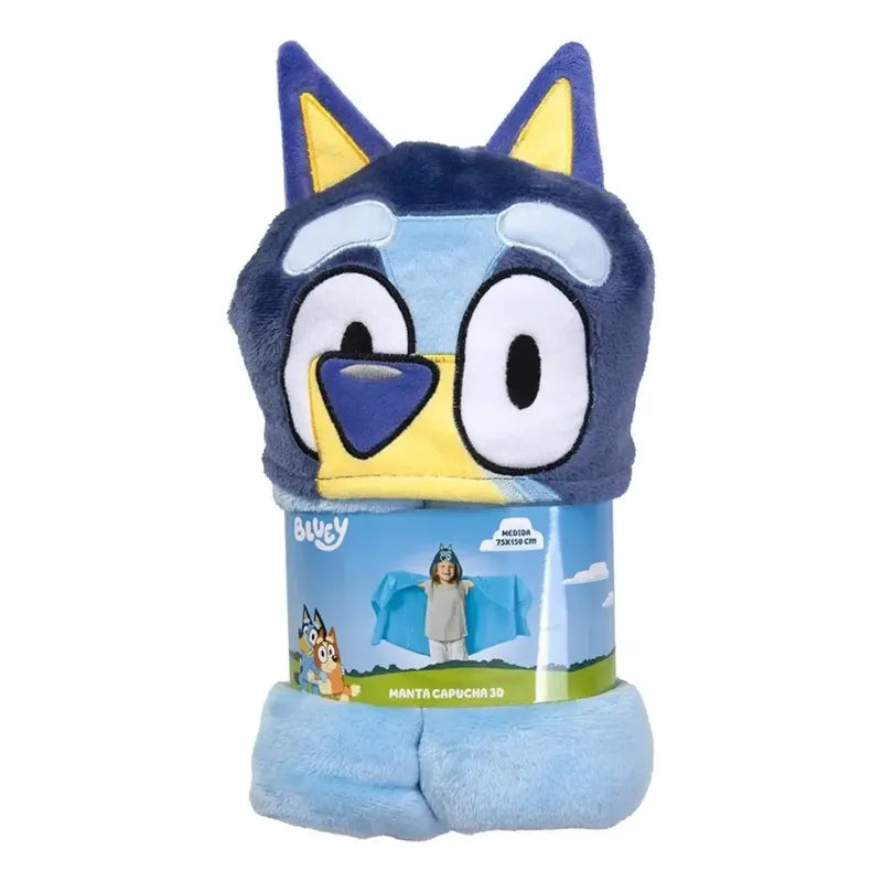Manta Con Capucha 3d Para Niños Variedad De Diseños Color Celeste Bluey