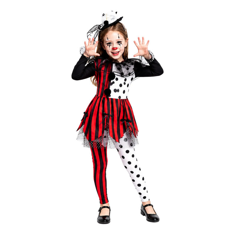 Disfraz Payasa Arlequina Niña Para Cosplay Rayas 10-12