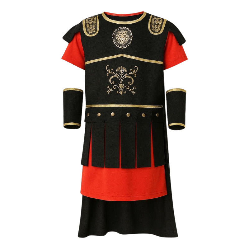 Disfraz Guerrero Romano Niños Cosplay Negrp-rojo 13-14