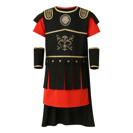 Disfraz Guerrero Romano Niños Cosplay Negrp-rojo 7-9