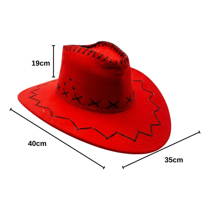 Sombrero Vaquero Clasico Adulto Cosplay Rojo Grande Lisa