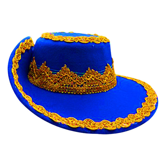 Sombrero Caporal Bailes Tipicos Juvenil Hombre Azul Standar 57cm Lisa