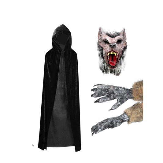 Disfraz De Lobo Capa Mascara Y Guantes Adulto