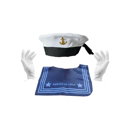 Gorro Marinero+ Pechera + Guantes Para Disfraz Niños