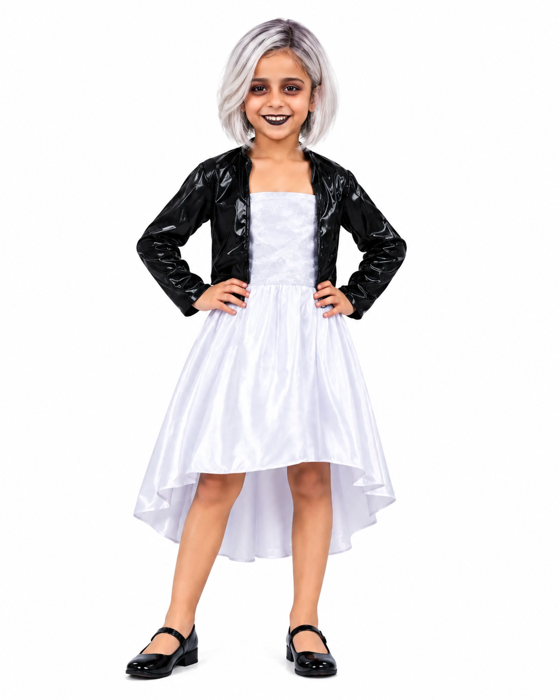 Disfraz Novia De Chucky Tiffany Niña Negro /blancg 3-4