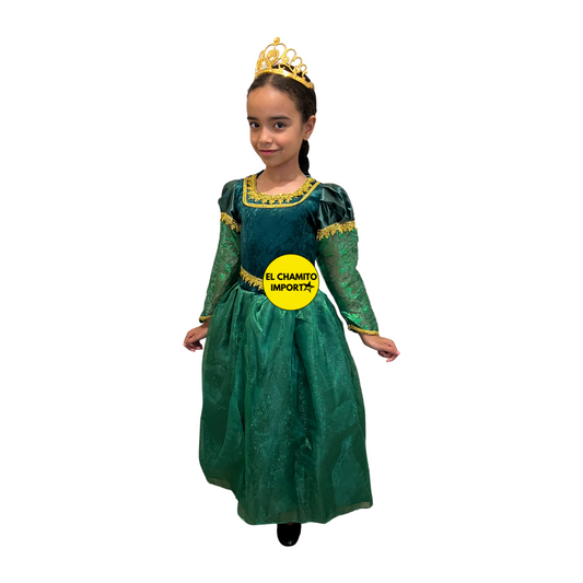 Disfraz Princesa Fiona Con Corona Para Niña