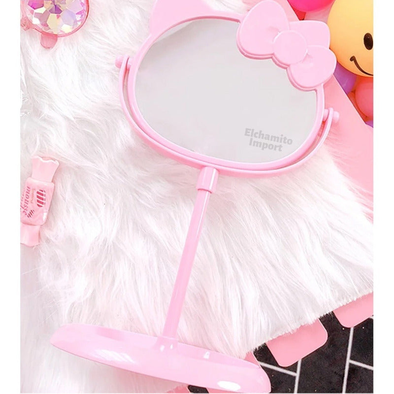 Espejo De Tocador Hello Kitty Doble Cara Rosa Claro