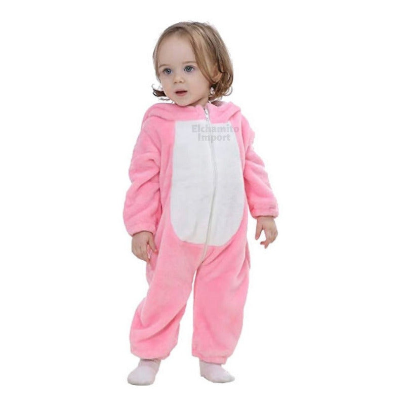 Pijama Y Disfraz Enterito Polar Bebes Rosa Conejo 70