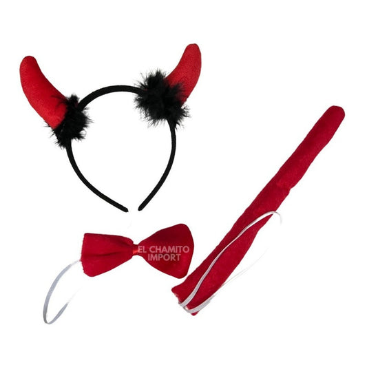 Set De Diablita Diadema Humita Y Cola Rojo One - Size