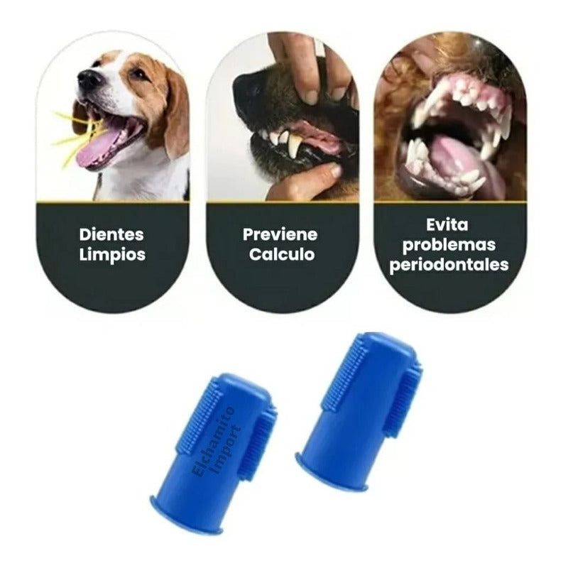 Pack X2 Cepillo De Dientes Dedal Para Mascotas Perros Gatos Sin Sabor
