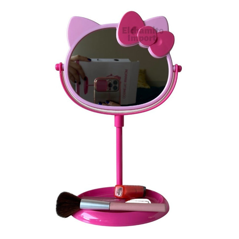 Espejo De Tocador Hello Kitty Doble Cara Rosa Claro