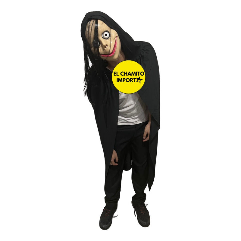 Disfraz Momo Capa+ Mascara Halloween Negro One Size