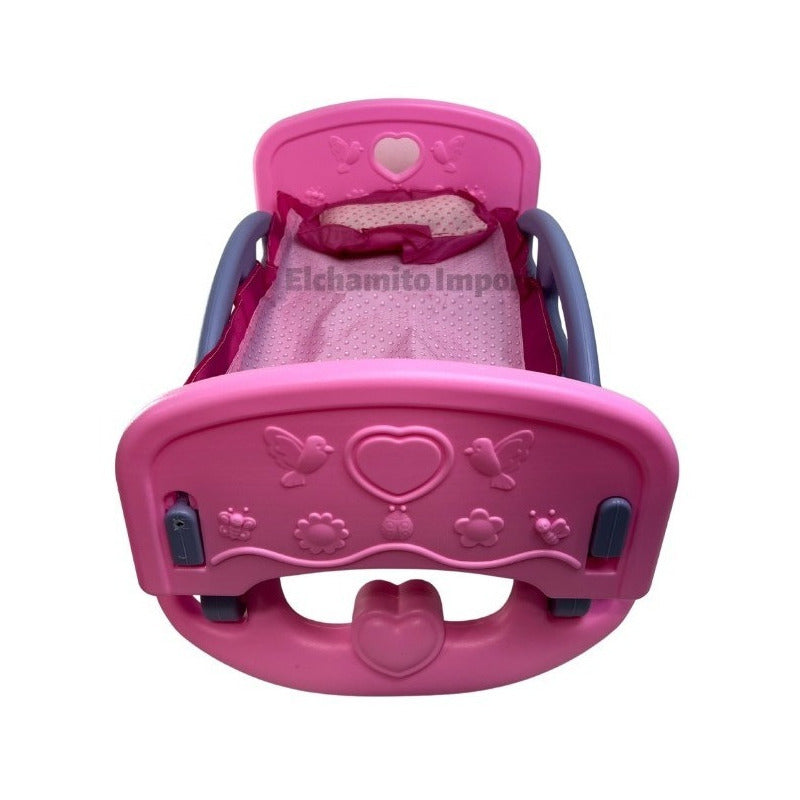 Cuna Mecedora Muñecas Bebe Juguete Rosa